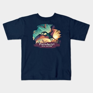 Pterodactyl - WILD NATURE - DINOSAURS -2 Kids T-Shirt